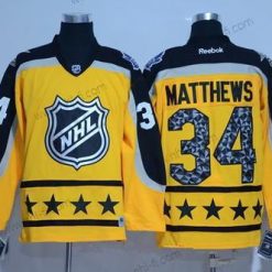 Atlantic Division Toronto Maple Leafs #34 Auston Matthews Reebok Keltainen 2017 NHL All-Star Ommeltu Jääkiekko Paita – Miesten