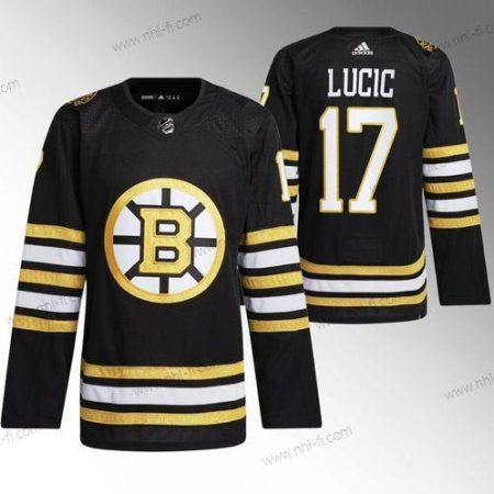 Boston Bruins #17 Milan Lucic Musta 100th Vuosipäivä Ommeltustitched Paita – Miesten