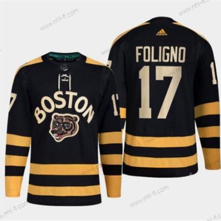 Boston Bruins #17 Nick Foligno Musta Klassinen Primegreen Ommeltu Paita – Miesten