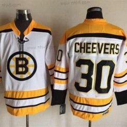 Boston Bruins #30 Gerry Cheevers 1968-69 Valkoinen CCM Vintage Paita – Miesten