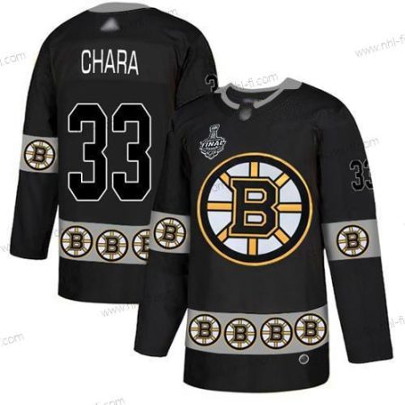 Boston Bruins #33 Zdeno Chara Musta Aito Maajoukkue Logo 2019 Stanley Cup Final Bound Ommeltu Jääkiekko Paita – Miesten