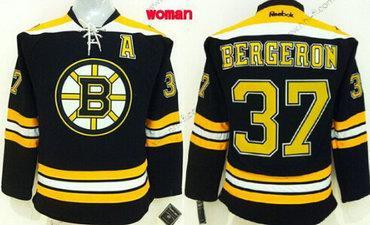 Boston Bruins #37 Patrice Bergeron Musta Paita – Naisten