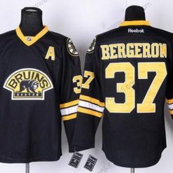 Boston Bruins #37 Patrice Bergeron Musta Vieras Paita – Miesten