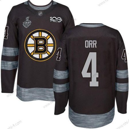 Boston Bruins #4 Bobby Orr Musta 1917-2017 100th Vuosipäivä 2019 Stanley Cup Final Bound Ommeltu Jääkiekko Paita – Miesten