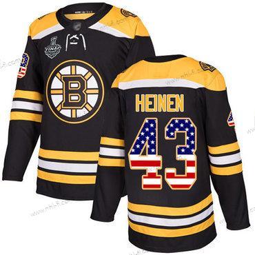 Boston Bruins #43 Danton Heinen Musta Kotiottelu Aito USA Flag 2019 Stanley Cup Final Bound Ommeltu Jääkiekko Paita – Miesten