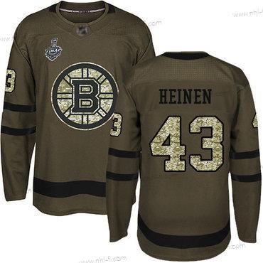 Boston Bruins #43 Danton Heinen Vihreä Salute to Service 2019 Stanley Cup Final Bound Ommeltu Jääkiekko Paita – Miesten