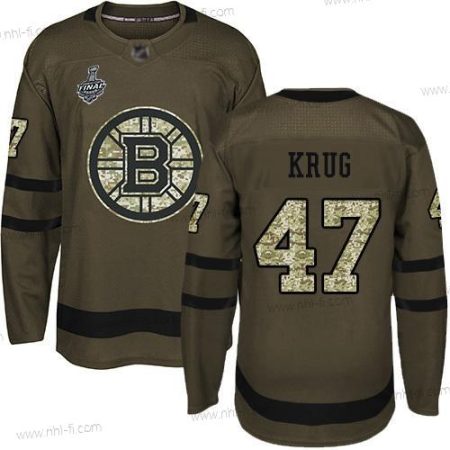 Boston Bruins #47 Torey Krug Vihreä Salute to Service 2019 Stanley Cup Final Bound Ommeltu Jääkiekko Paita – Miesten