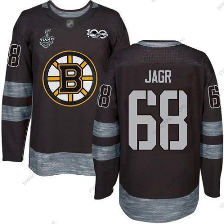 Boston Bruins #68 Jaromir Jagr Musta 1917-2017 100th Vuosipäivä 2019 Stanley Cup Final Bound Ommeltu Jääkiekko Paita – Miesten