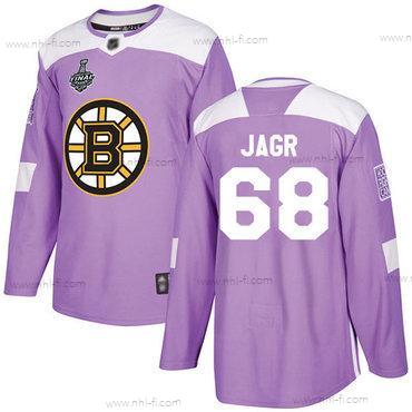 Boston Bruins #68 Jaromir Jagr Violetti Aito Taistelee syöpää vastaan 2019 Stanley Cup Final Bound Ommeltu Jääkiekko Paita – Miesten