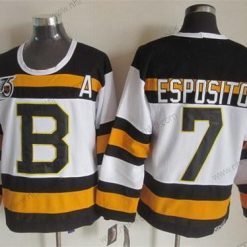 Boston Bruins #7 Phil Esposito Valkoinen 75Th Retro CCM Paita – Miesten