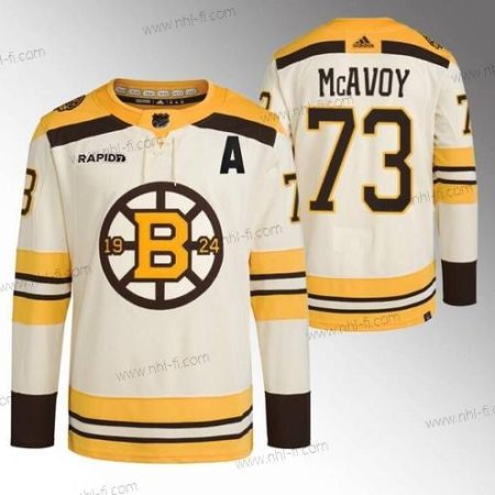 Boston Bruins #73 Charlie Mcavoy Kerma With Rapid7 Patch 100th Vuosipäivä Ommeltu Paita – Miesten