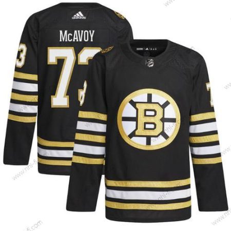 Boston Bruins #73 Charlie Mcavoy Musta 100th Vuosipäivä Ommeltu Paita – Miesten