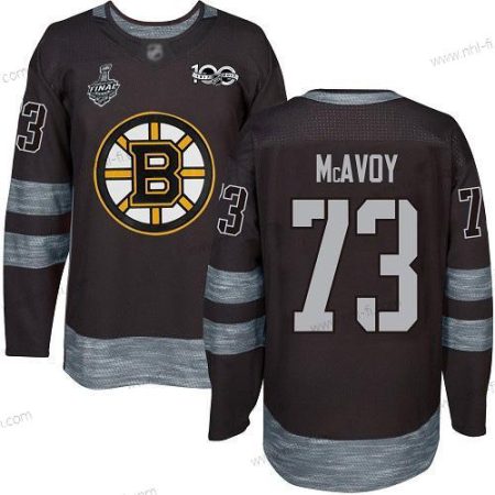 Boston Bruins #73 Charlie Mcavoy Musta 1917-2017 100th Vuosipäivä 2019 Stanley Cup Final Bound Ommeltu Jääkiekko Paita – Miesten