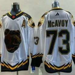 Boston Bruins #73 Charlie Mcavoy Valkoinen 2022 Käänteinen Retro Ommeltu Paita – Miesten