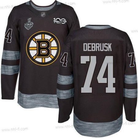 Boston Bruins #74 Jake Debrusk Musta 1917-2017 100th Vuosipäivä 2019 Stanley Cup Final Bound Ommeltu Jääkiekko Paita – Miesten