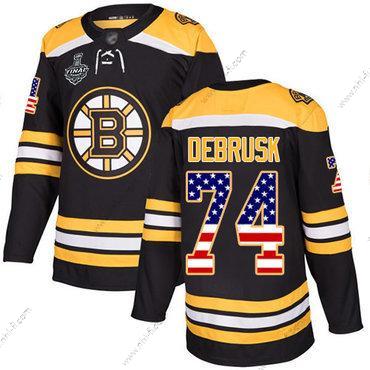 Boston Bruins #74 Jake Debrusk Musta Kotiottelu Aito USA Flag 2019 Stanley Cup Final Bound Ommeltu Jääkiekko Paita – Miesten