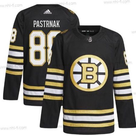 Boston Bruins #88 David Pastrnak Musta 100th Vuosipäivä Ommeltu Paita – Miesten