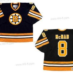 Boston Bruins Musta Keltainen #8 Peter Mcnab 1978 CCM Vintage Kolmas NHL Jääkiekko Paita – Miesten