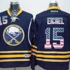 Buffalo Sabres #15 Jack Eichel Kotiottelu Laivastonsininen Sininen USA Flag NHL Reebok Paita – Miesten