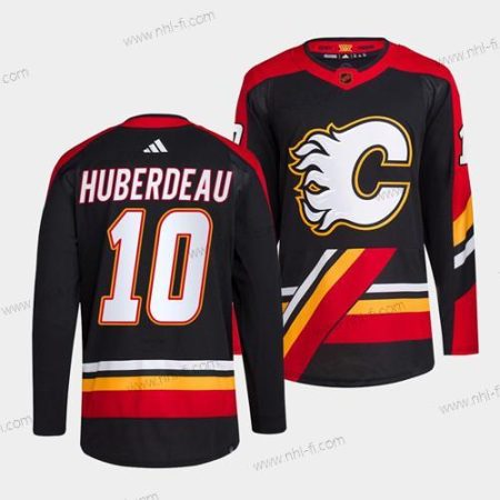 Calgary Flames #10 Jonathan Huberdeau Musta 2022-23 Käänteinen Retro Ommeltu Paita – Miesten