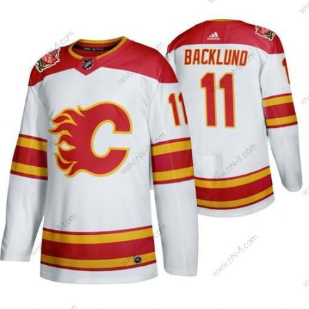 Calgary Flames #11 Mikael Backlund 2019 Heritage Klassinen Aito Valkoinen Paita – Miesten