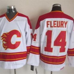 Calgary Flames #14 Theoren Fleury Valkoinen Retro CCM Paita – Miesten