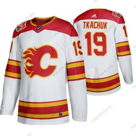 Calgary Flames #19 Matthew Tkachuk 2019 Heritage Klassinen Aito Valkoinen Paita – Miesten