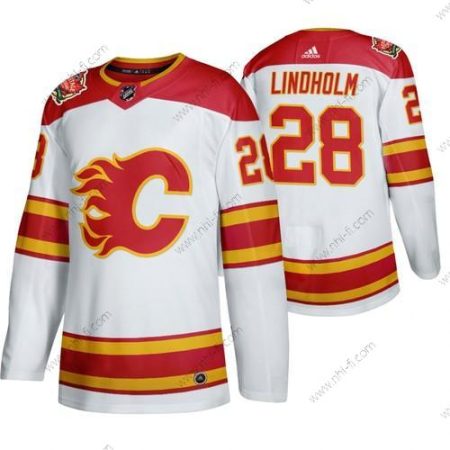 Calgary Flames #28 Elias Lindholm 2019 Heritage Klassinen Aito Valkoinen Paita – Miesten