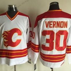 Calgary Flames #30 Mike Vernon 1980-81 Valkoinen CCM Vintage Paita – Miesten