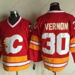 Calgary Flames #30 Mike Vernon 1981-82 Punainen CCM Vintage Paita – Miesten