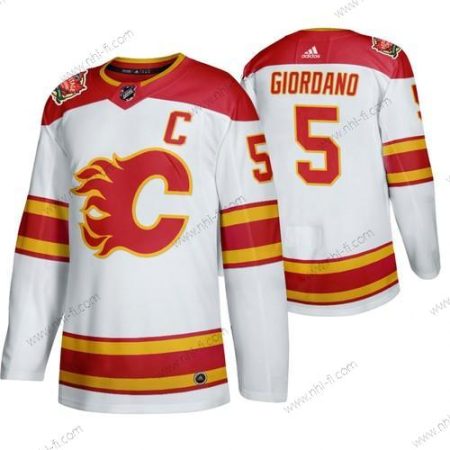 Calgary Flames #5 Mark Giordano 2019 Heritage Klassinen Aito Valkoinen Paita – Miesten