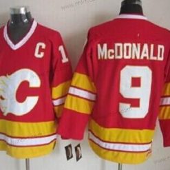 Calgary Flames #9 Lanny Mcdonald Punainen Vieras Retro CCM Paita – Miesten