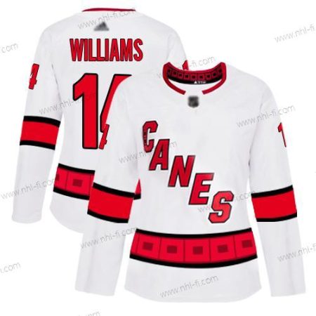 Carolina Hurricanes #14 Justin Williams Valkoinen Road Aito Ommeltu Jääkiekko Paita – Naisten