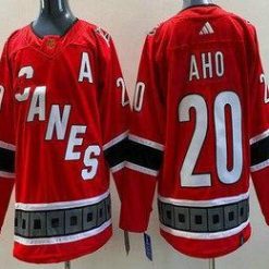 Carolina Hurricanes #20 Sebastian Aho Punainen 2022 Käänteinen Retro Aito Paita – Miesten