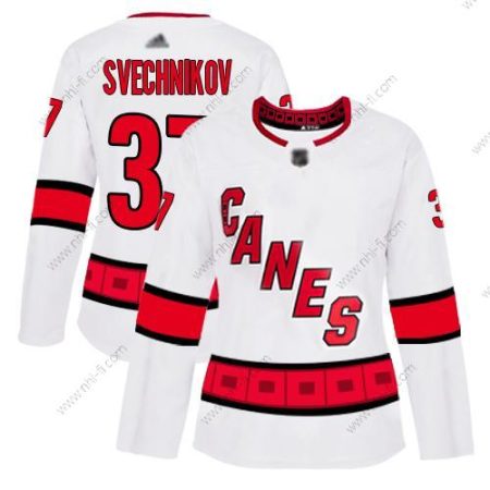 Carolina Hurricanes #37 Andrei Svechnikov Valkoinen Road Aito Ommeltu Jääkiekko Paita – Naisten