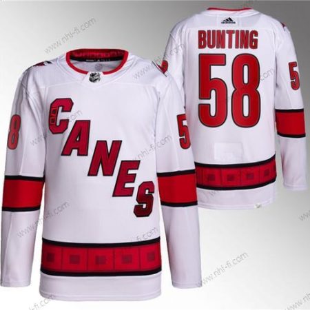 Carolina Hurricanes #58 Michael Bunting Valkoinen Ommeltu Paita – Miesten