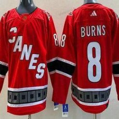 Carolina Hurricanes #8 Brent Burns Punainen 2022 Käänteinen Retro Aito Paita – Miesten