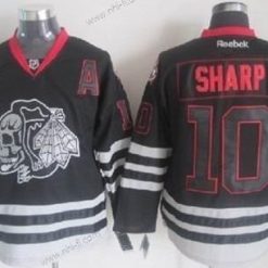 Chicago Blackhawks #10 Patrick Sharp Musta Ice Skulls Paita – Miesten