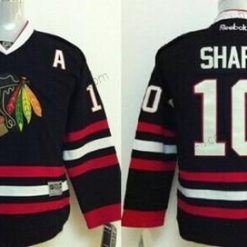 Chicago Blackhawks #10 Patrick Sharp Musta Paita – Lasten