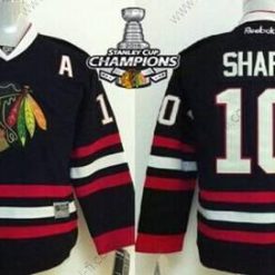 Chicago Blackhawks #10 Patrick Sharp Musta Paita W/2015 Stanley Cup Champion Patch – Lasten