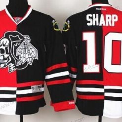 Chicago Blackhawks #10 Patrick Sharp Punainen/Musta Two Tone With Musta Skulls Paita – Miesten