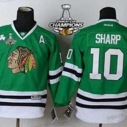 Chicago Blackhawks #10 Patrick Sharp Vihreä Paita W/2015 Stanley Cup Champion Patch – Lasten