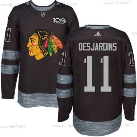 Chicago Blackhawks #11 Andrew Desjardins Musta 1917-2017 100th Vuosipäivä Ommeltu NHL Paita – Miesten