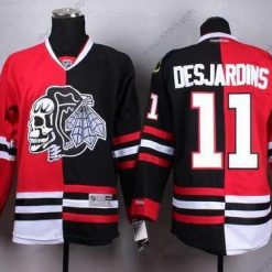 Chicago Blackhawks #11 Andrew Desjardins Punainen/Musta Two Tone With Musta Skulls Paita – Miesten