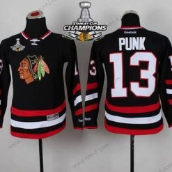 Chicago Blackhawks #13 Cm Punk 2014 Stadium Series Musta Paita W/2015 Stanley Cup Champion Patch – Lasten