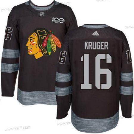 Chicago Blackhawks #16 Marcus Kruger Musta 1917-2017 100th Vuosipäivä Ommeltu NHL Paita – Miesten