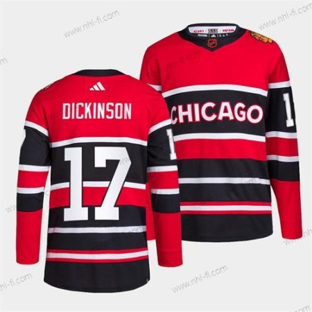 Chicago Blackhawks #17 Jason Dickinson Punainen Musta 2022 Käänteinen Retro Ommeltu Paita – Miesten