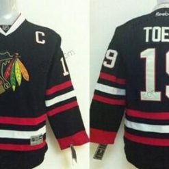 Chicago Blackhawks #19 Janathan Toews Musta Paita – Lasten