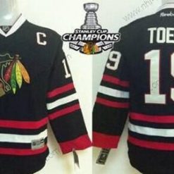 Chicago Blackhawks #19 Janathan Toews Musta Paita W/2015 Stanley Cup Champion Patch – Lasten