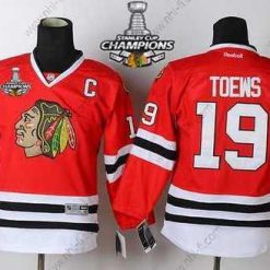 Chicago Blackhawks #19 Janathan Toews Punainen Paita W/2015 Stanley Cup Champion Patch – Lasten